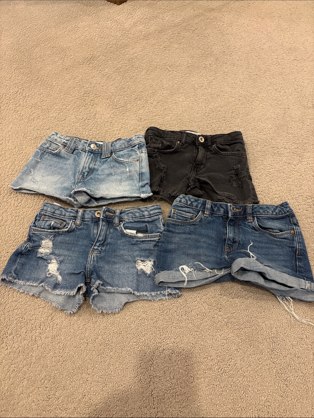Girls Zara size 7-8  Distressed Denim Shorts - lot of 4
